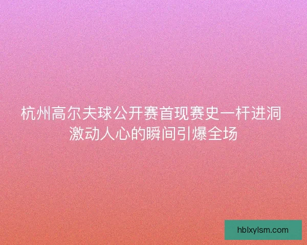 杭州高尔夫球公开赛首现赛史一杆进洞 激动人心的瞬间引爆全场
