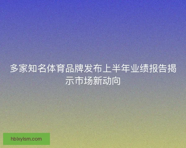 多家知名体育品牌发布上半年业绩报告揭示市场新动向
